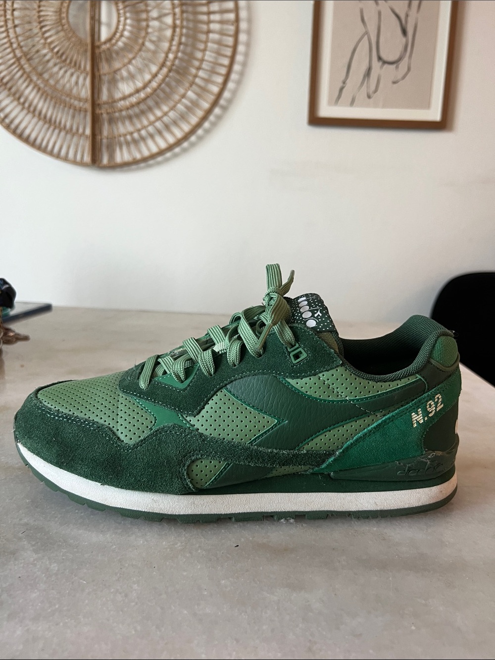 Diadora Green N-92 Suede & Leather Sneaker